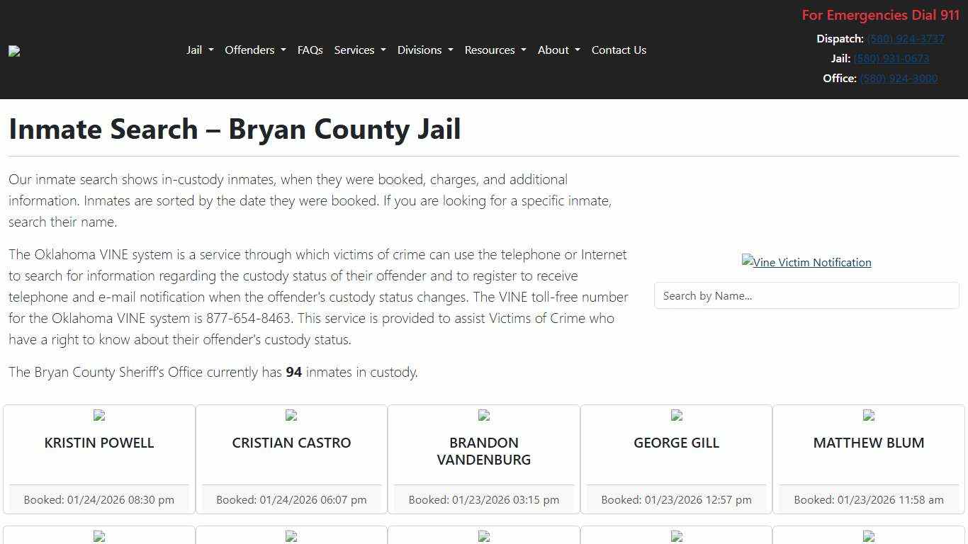 Inmate Search Bryan County Sheriff's Office